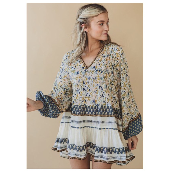 FREE PEOPLE BOHO FLOWY TUNIC SWING MINI DRESS A2C - Picture 11 of 16